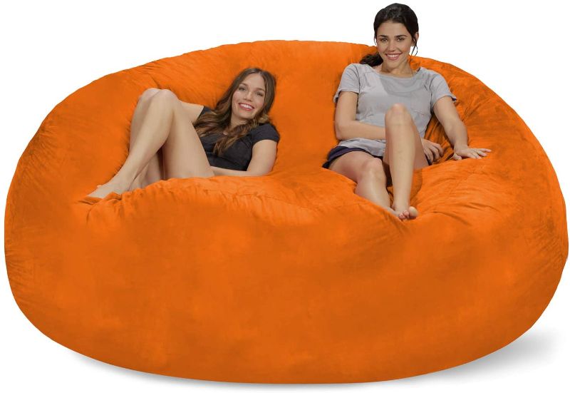 Photo 1 of Chill Sack Bean Bag Chair: Giant 8' Memory Foam Furniture Bean Bag - Big Sofa with Soft Micro Fiber Cover - Tangerine
