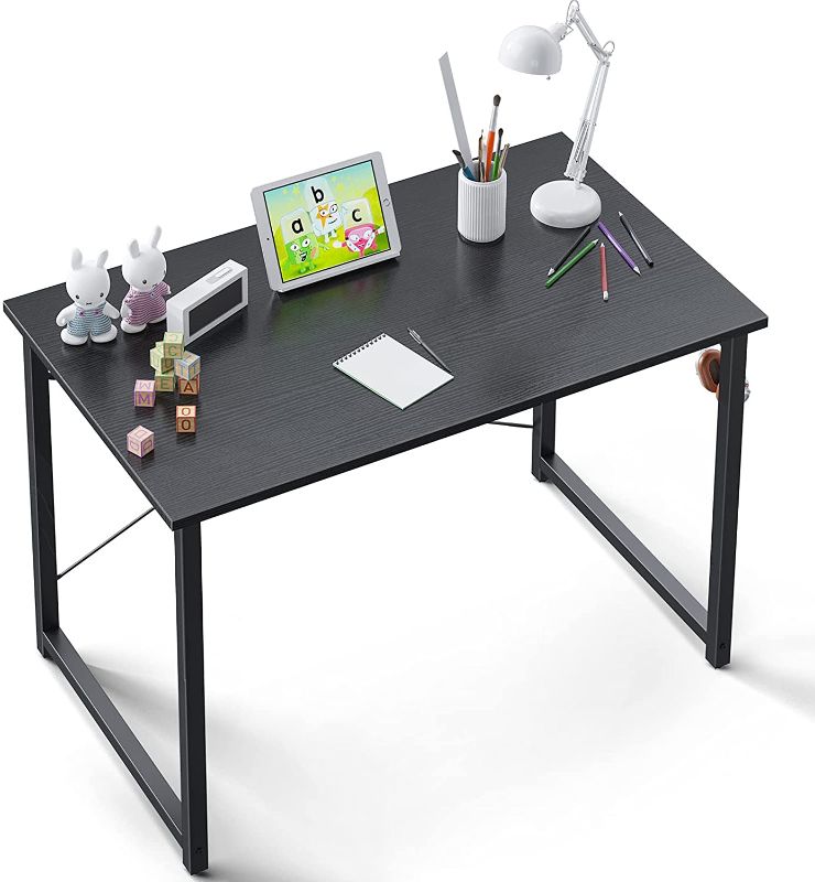Photo 1 of ODK Computer Writing Desk 31 inch, Sturdy Home Office Table, Work Desk with A Storage Bag and Headphone Hook, Black
