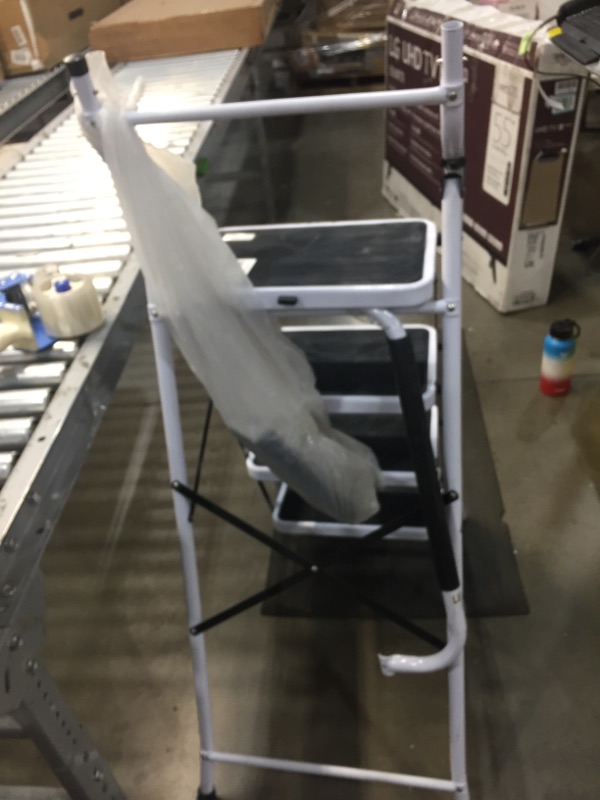 Photo 1 of 4 Step Ladder, Folding Step Stool with Handgrip, Metal Ladder with Anti-Slip Rubber Feet