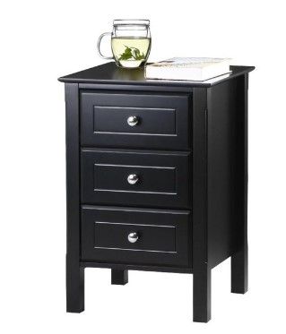 Photo 1 of  Nightstand 3 Drawers Bedside End Table Organizer, Black