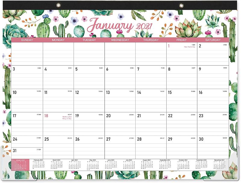 Photo 1 of 2 pack 2021 Desk Calendar - Jan 2021 - Dec 2021, 12 Months Large Desk Calendar Desktop, 22" x 16.8", Monthly Desk or Wall Calendar, Large Ruled Blocks, Perfect for Planning and Organizing for Home or Office
