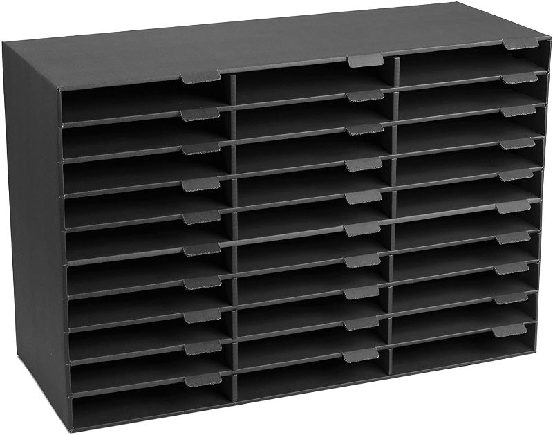 Photo 1 of AdirOffice 30-Slot Black Classroom File Organizer