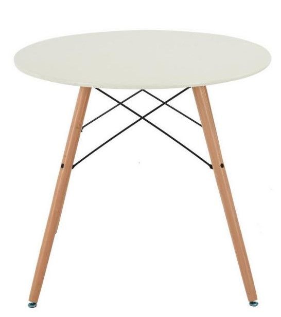 Photo 1 of 31.4 in. White Round Anti-Corrosion Water Resistant Coffee Table Accent Table With Beech Soild Wood Legs
