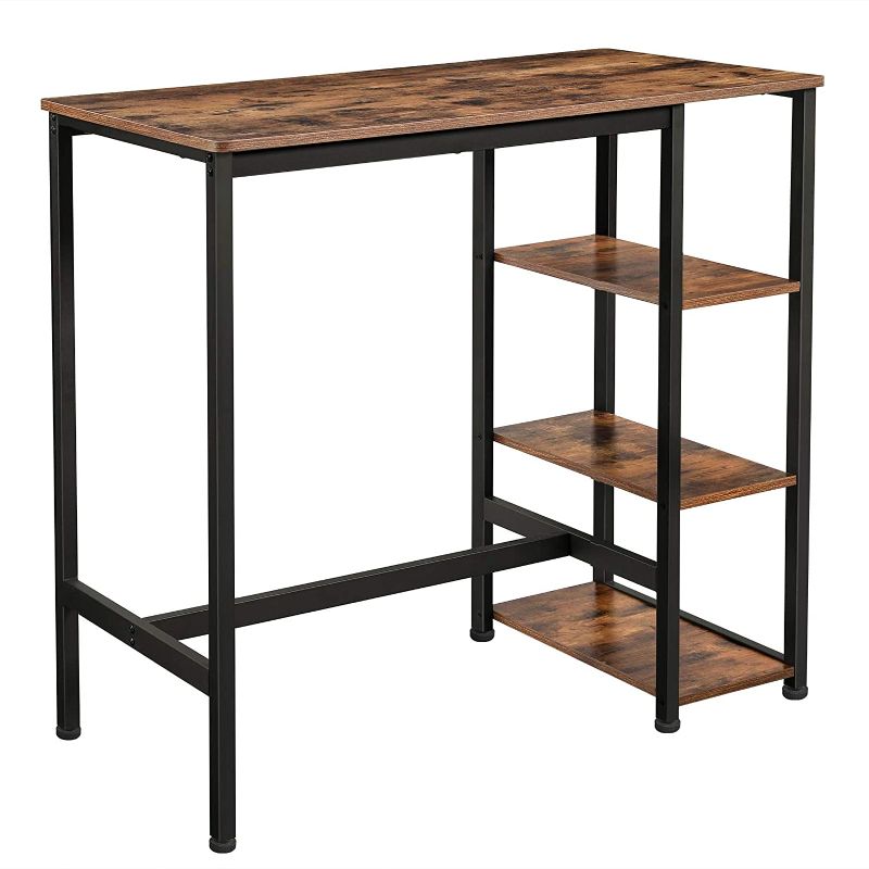 Photo 1 of Parts only/ Similar to stock photo 
Table with 3 Storage Shelves and Stable Steel Structure, Computer Desk, Industrial, Walnut 