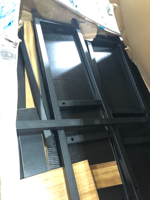 Photo 1 of Parts only/ Similar to stock photo 
Table with 3 Storage Shelves and Stable Steel Structure, Computer Desk, Industrial, Walnut 