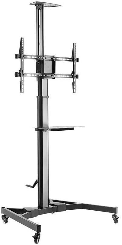 Photo 1 of PARTS ONLY 
Monoprice Premium Mobile Tilt TV Wall Mount Bracket Stand Cart with Media Shelf Bracket - for TVs 37in to 70in Max Weight 110lbs Rotating Height Adjustable, Black (130361)
