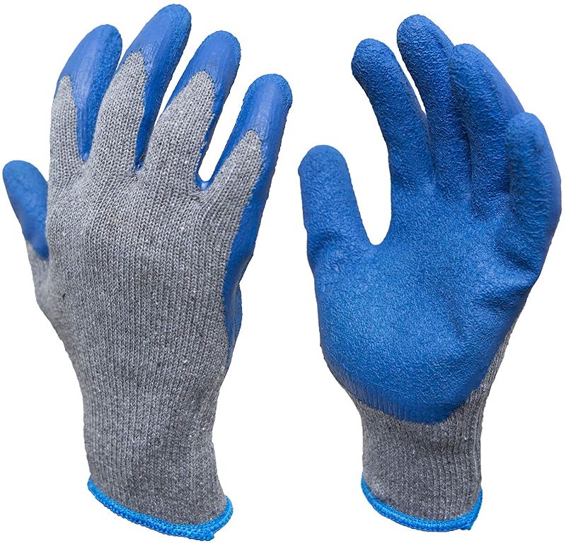 Photo 1 of G & F Products - 3100XL-10 120 Pairs X-Large Rubber Latex Double Coated Work Gloves for Construction, gardening gloves, heavy duty Cotton Blend Blue
