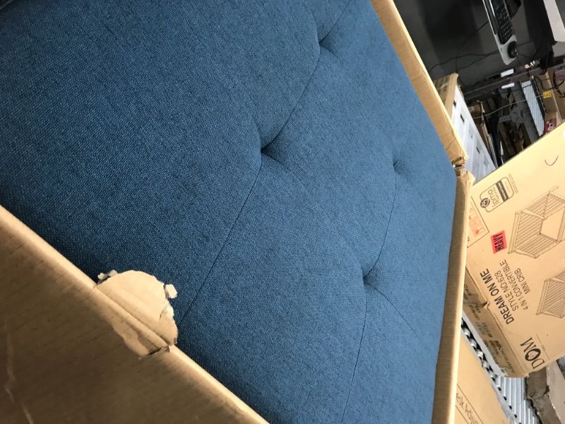 Photo 1 of Blue canvas storage ottoman