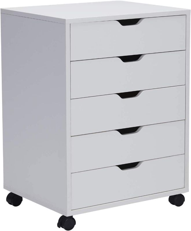 Photo 1 of Vicllax 5 Drawer Unit File Cabinet Under Desk Storage Cart for Home Office White