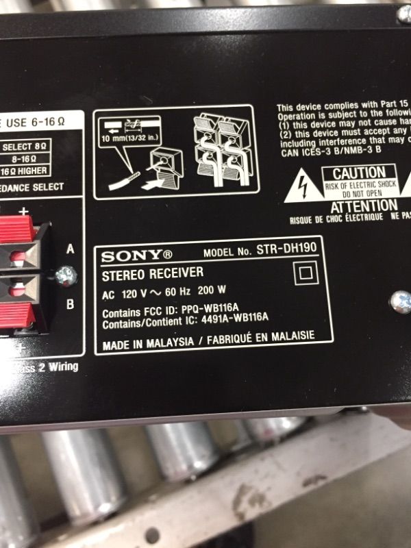 Photo 2 of NOT FUNCTIONAL
Sony STRDH190 2-ch Home Stereo Receiver with Phono Inputs & Bluetooth Black
