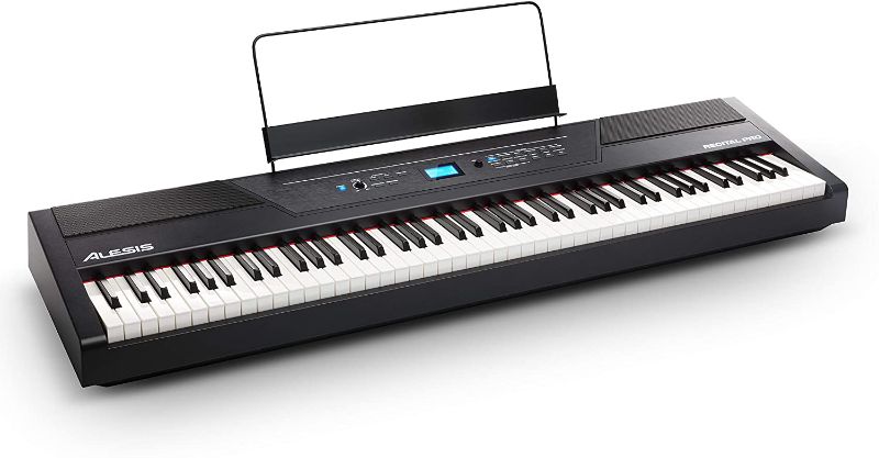 Photo 1 of Alesis Recital Pro  88 Key Digital Piano Keyboard with Hammer Action Weighted Keys 2x20W Speakers 12 Voices Record and Lesson Mode FX and Display