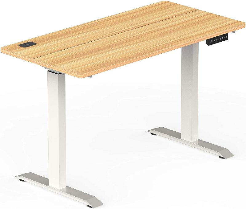 Photo 1 of **parts only *** SHW Electric Height Adjustable Standing Desk 48 x 24 Inches Light Cherry