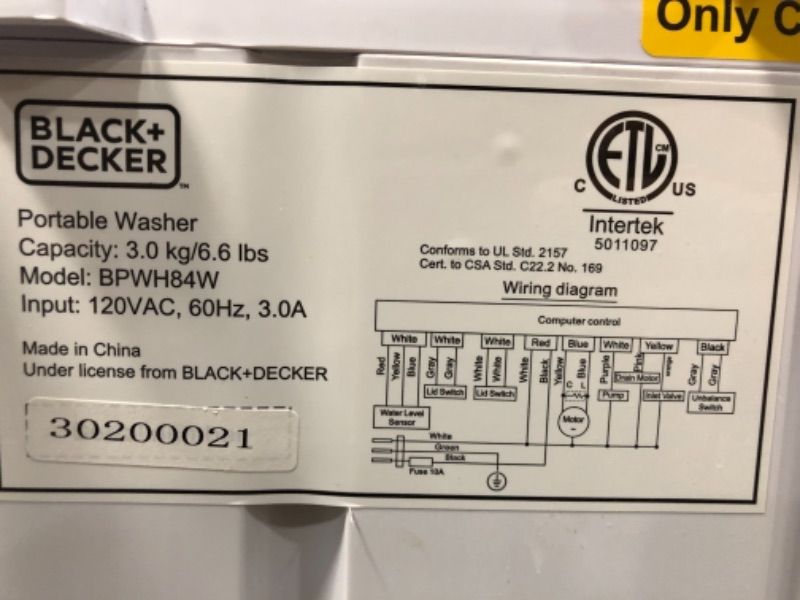 Photo 4 of BLACKDECKER BPWM16W Portable Washer White