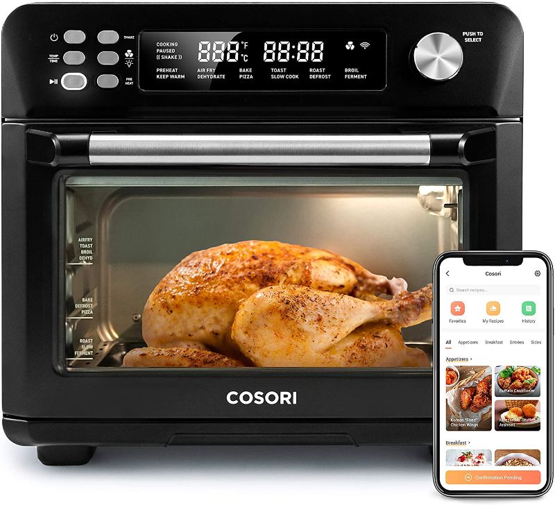 Photo 1 of COSORI Air Fryer Toaster Combo 26.4QT 12 Functions Large Countertop Oven, Dehydrator with 1800W, Recipes & Accessories Included, Black
