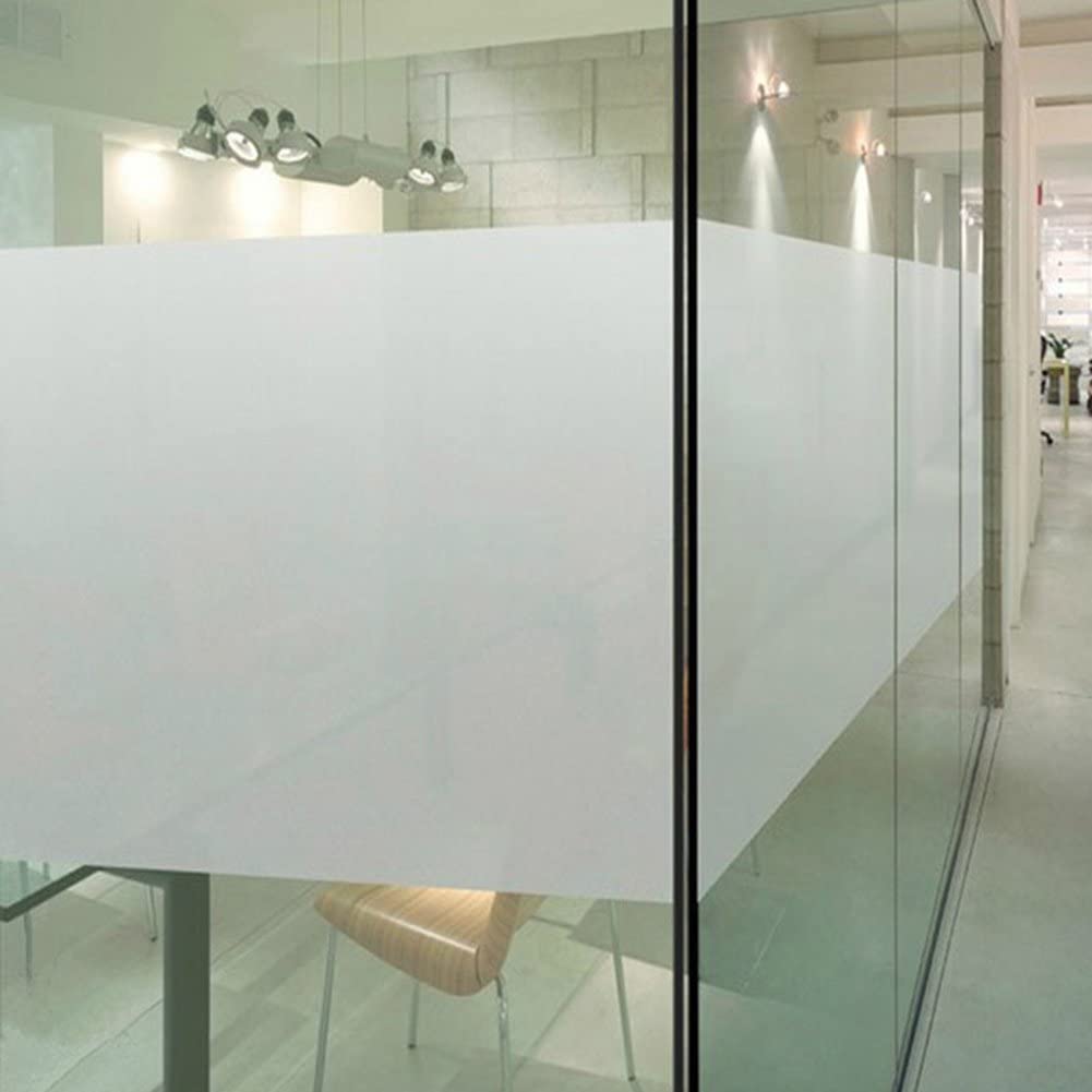 Photo 1 of DUOFIRE Privacy Window Film Frosted Glass Film Matte White Static Cling Glass Film No Glue Anti-UV Window Sticker Non Adhesive for Privacy Office Meeting Room Bathroom Living Room DS001W 35.4x78.7in
