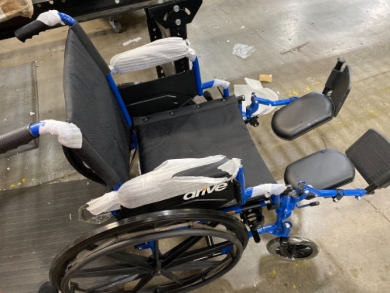 Photo 2 of Drive Medical Blue Streak Wheelchair with Flip Back Desk Arms, Elevating Leg Rests, 18 inch Seat 