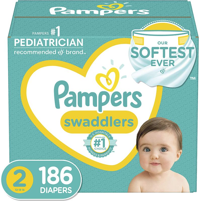 Photo 1 of Diapers Size 2, 186 Count - Pampers Swaddlers Disposable Baby Diapers,  (Packaging May Vary)
