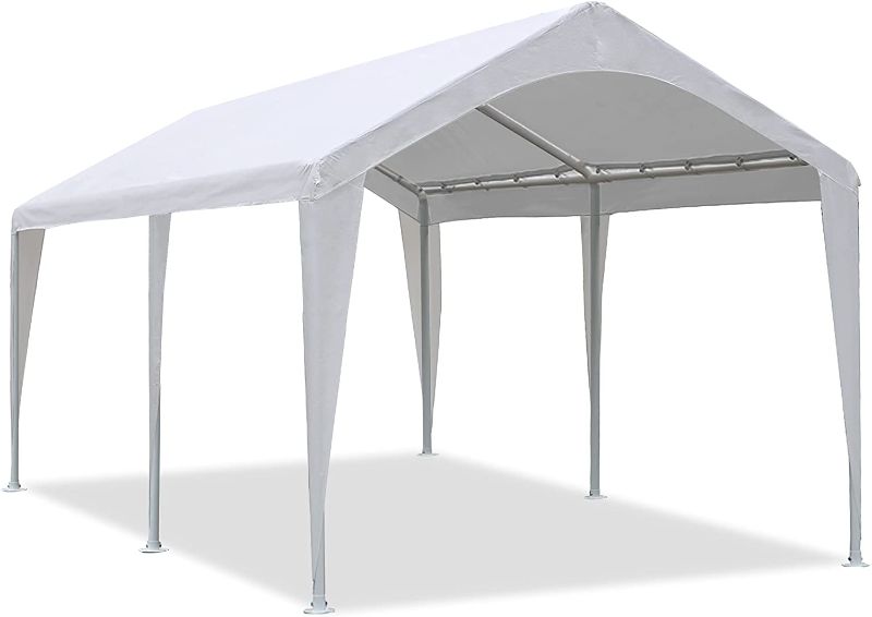 Photo 1 of Abba Patio 10x20 ft Heavy Duty Carport Car Canopy Portable Garage Boat Shelter with Fabric Pole Skirts for Party, Wedding, Garden Outdoor Storage Shed 6 Steel Legs, GREY
