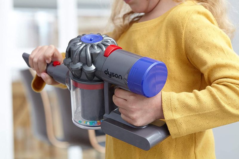 Photo 1 of Casdon Little Helper Dyson Cord-free Vacuum Cleaner Toy, Grey, Orange and Purple (68702)