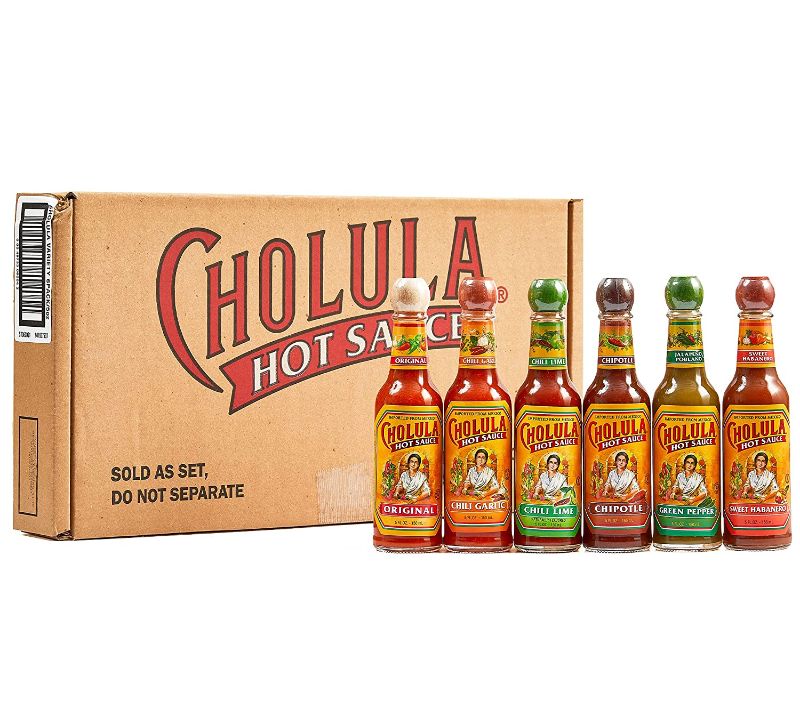 Photo 1 of Cholula Hot Sauce 5 fl oz Variety Pack, 6 count | Original, Green Pepper, Chipotle, Chili Garlic, Chili Lime and Sweet Habanero
