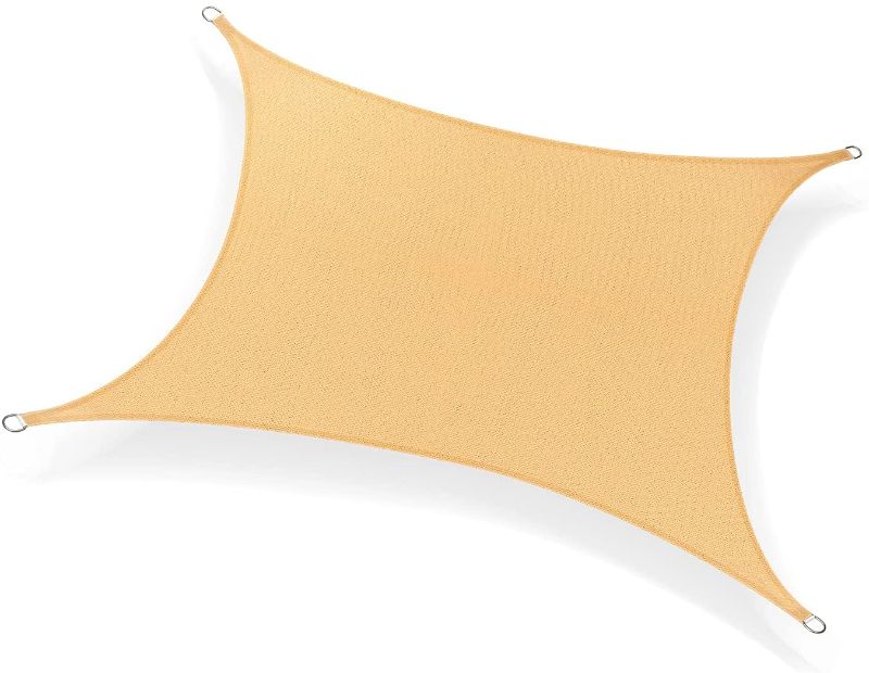Photo 1 of Tafts Rectangle Sun Shade Sail - 8' x 10' - Sand - UV Blocking Canvas Awning Canopy Cover for Outdoor Patio, Deck, Garden, Backyard
