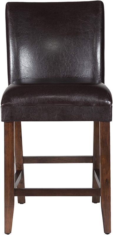 Photo 1 of HomePop Parsons Leatherette Counter Height Chair 24-inch, Brown Faux Leather
