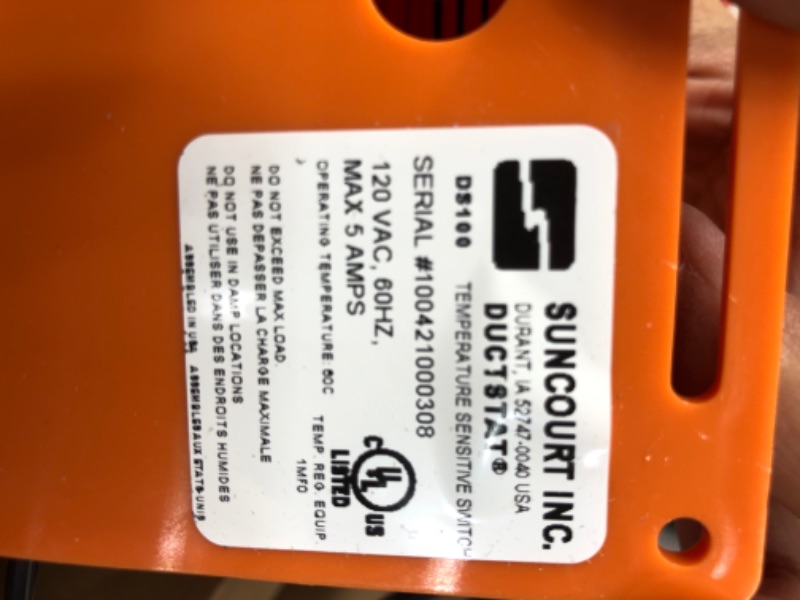 Photo 6 of **3 BOXES OF - Suncount DS100 DuctStat Temperature Sensitive Thermostatically Controlled Switch Plug in or Inline Thermostat for HVAC, Heaters, and Air Conditioners
