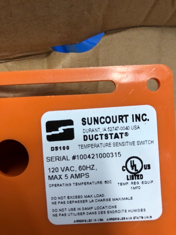 Photo 8 of **3 BOXES OF - Suncount DS100 DuctStat Temperature Sensitive Thermostatically Controlled Switch Plug in or Inline Thermostat for HVAC, Heaters, and Air Conditioners
