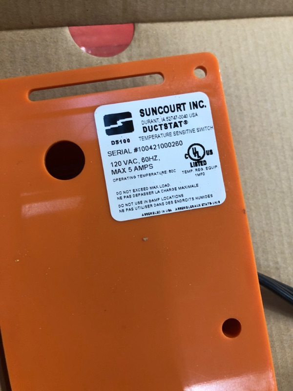 Photo 4 of **3 BOXES OF - Suncount DS100 DuctStat Temperature Sensitive Thermostatically Controlled Switch Plug in or Inline Thermostat for HVAC, Heaters, and Air Conditioners
