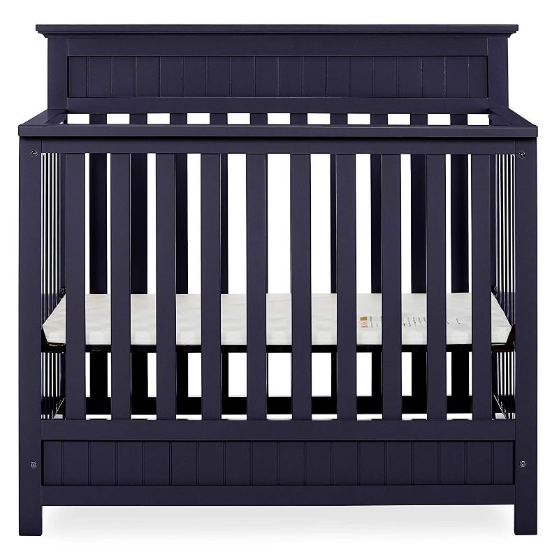 Photo 1 of Dream On Me Harbor 4-in-1 Convertible Mini Crib in Navy, Greenguard Gold Certified
