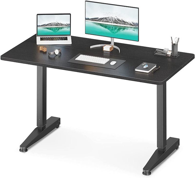 Photo 1 of  Height Adjustable Standing Desk, 55" x 24" Pneumatic Airlift Power Free Sit Stand Desk for Home Office, Versatile Sturdy Computer Desk, Instant Adjustment, Black
