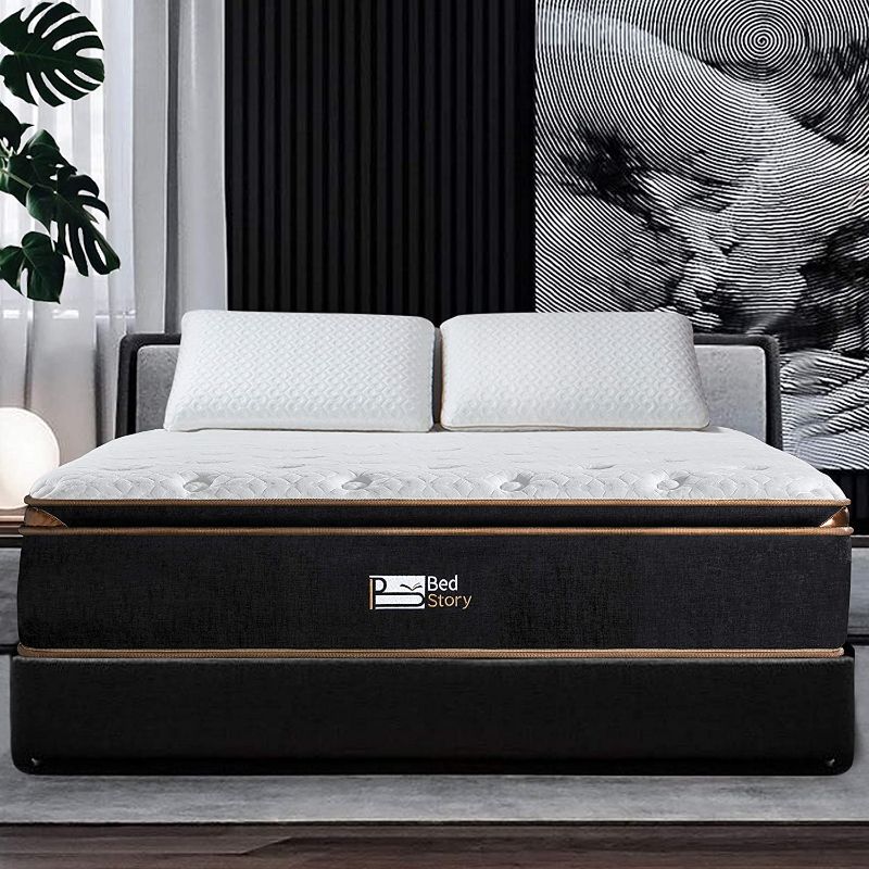 Photo 1 of BedStory 12 Inch Hybrid Mattress Full, Black Luxury Gel Memory Foam & Individually Pocket Spring Mattress, Motion Isolation Mattress for Pressure Relief & Cool Sleep…
