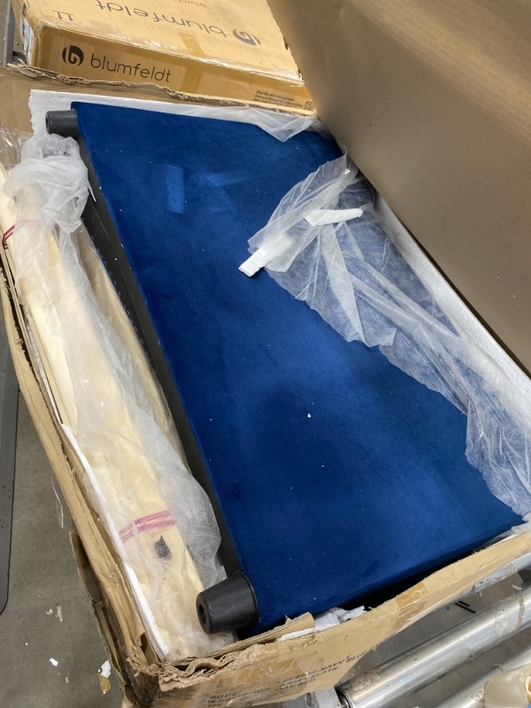 Photo 2 of ***BOX 1 OF 3*** Baxton Studio Perry Modern and Contemporary Navy Blue Velvet Fabric Upholstered and Button Tufted Twin Size Daybed with Trundle
