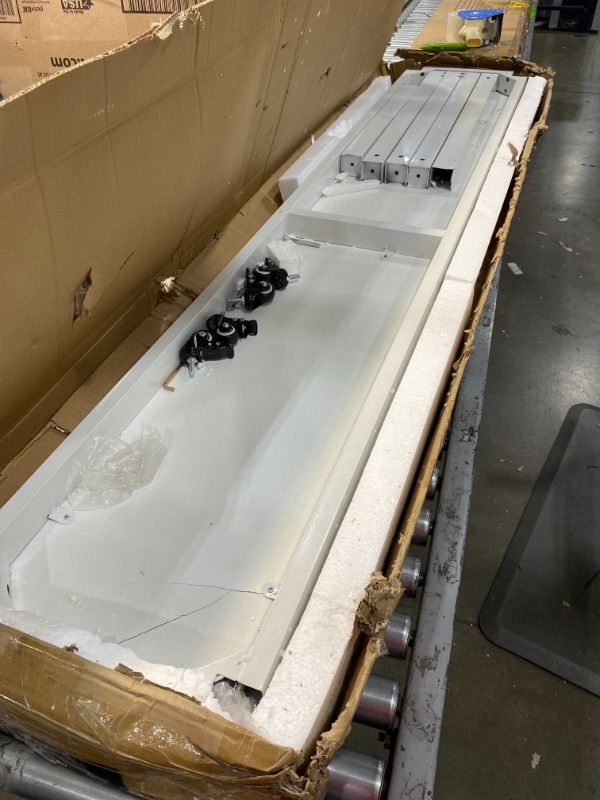 Photo 1 of ***PARTS ONLY/AS IS/NO RETURNS*** Arcwares Overbed Table with Wheels, 78.7'' Queen Size Rolling Over Bed Table, Mobile Desk with Wheels for Bedroom, Dining and Living Room, Hospital Rolling Bedside Bed Desk Table (White)
