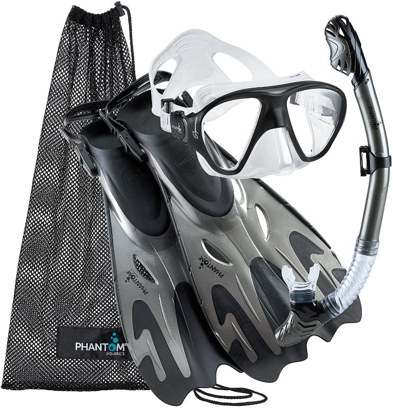 Photo 1 of *USED*
Phantom Aquatics Snorkel Mask Fin Snorkeling Set with Swim Gear Bag, Medium/Large, 9-12
