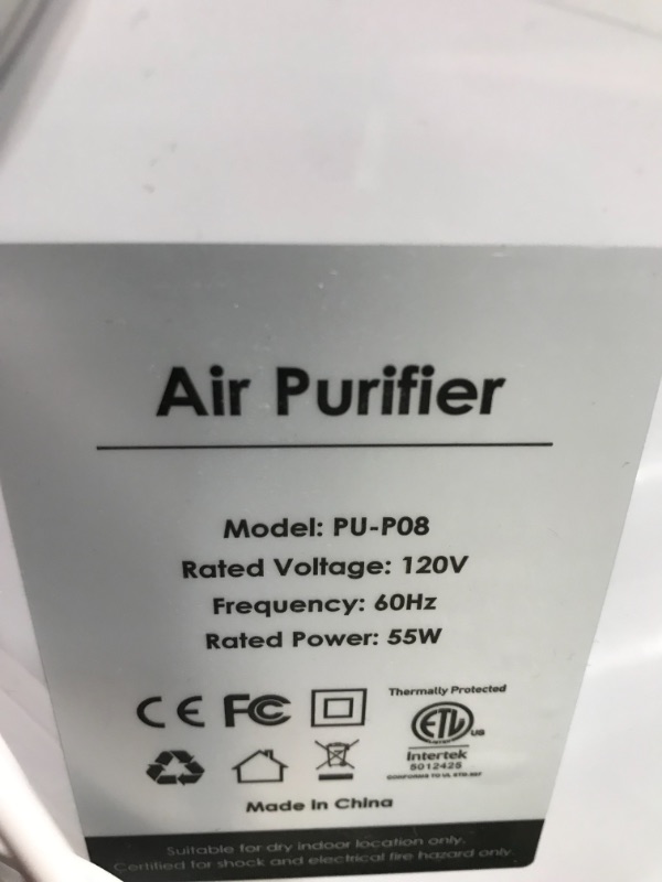 Photo 4 of *USED*
ODEC PU-P08 Air Purifier for Home Large Room 360 ft2, 22dB Ultra Quiet Air Purifier for Bedroom, 5-in-1 H13 True HEPA Air Filter Remove 99.97% PM2.5, White
