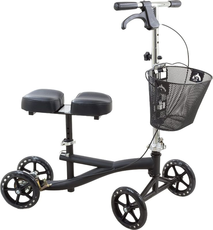 Photo 1 of *USED*
*MISSING basket* 
Roscoe Knee Scooter with Basket - Knee Walker for Ankle or Foot Injuries - Height Adjustable Knee Crutch Medical Scooter, Black
