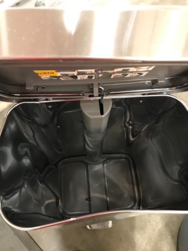 Photo 4 of *item has a few dents*
Glad Stainless Steel Step Trash Can with Clorox Odor Protection | Large Metal Kitchen Garbage Bin with Soft Close Lid, Foot Pedal and Waste Bag Roll Holder, 20 Gallon, All Stainless
