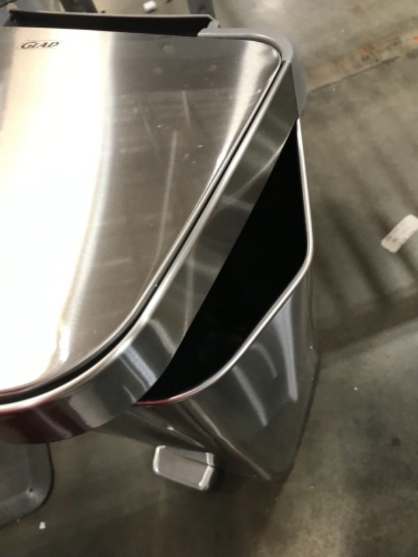 Photo 1 of *item has a few dents*
Glad Stainless Steel Step Trash Can with Clorox Odor Protection | Large Metal Kitchen Garbage Bin with Soft Close Lid, Foot Pedal and Waste Bag Roll Holder, 20 Gallon, All Stainless
