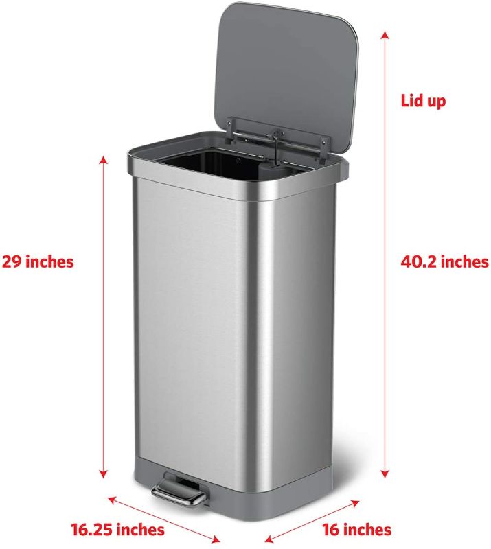 Photo 1 of *item has a few dents*
Glad Stainless Steel Step Trash Can with Clorox Odor Protection | Large Metal Kitchen Garbage Bin with Soft Close Lid, Foot Pedal and Waste Bag Roll Holder, 20 Gallon, All Stainless
