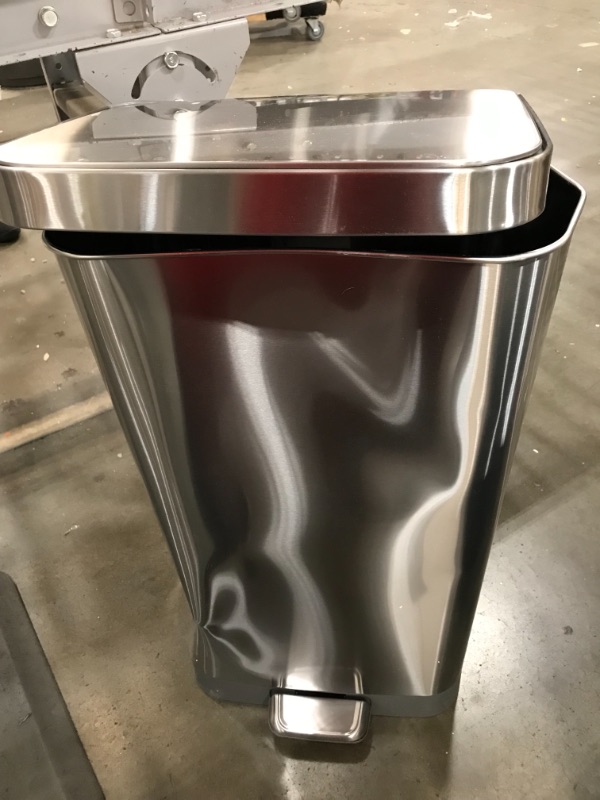 Photo 2 of *item has a few dents*
Glad Stainless Steel Step Trash Can with Clorox Odor Protection | Large Metal Kitchen Garbage Bin with Soft Close Lid, Foot Pedal and Waste Bag Roll Holder, 20 Gallon, All Stainless
