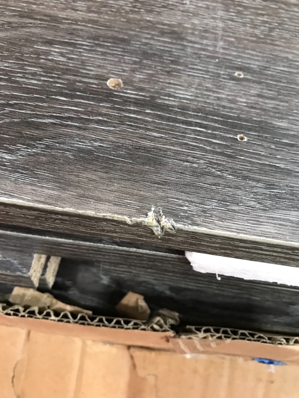 Photo 1 of *SEE last pictures for damage* 
*MISSING hardware and manual* Nathan James Dylan Media Console Cabinet or TV Stand with Doors for Hidden Storage Herringbone Wood Pattern and Metal, Gray/Matte Black
