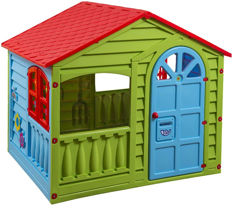 Photo 1 of PalPlay Colorful Fun House, Medium, Green/Red/Blue, 50.7 x 42.5 x 44.8 inches

