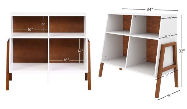 Photo 1 of *USED*
*MISSING hardware* 
Nathan James TELOS 4-Cube Organizer, Storage Open Cubby Shelf with Angled Design, Wood, Brown/White