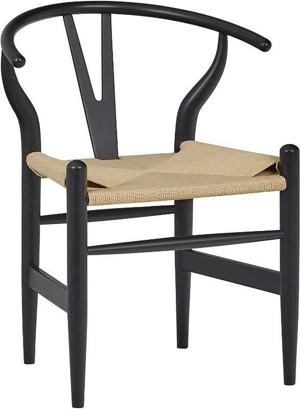 Photo 1 of Amazon Brand – Stone & Beam Mid-Century Wishbone Dining Chair, 22.4"W, Black / Natural
