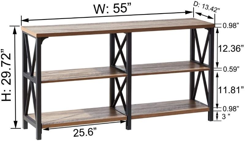 Photo 1 of *SEE last picture for damage* 
IBF Rustic Console Table, Industrial Wood and Metal Sofa Table, Hallway Entry Table for Home Living Room, Barnwood Foyer Accent Entryway Table with Retro Vintage Storage Shelf, 55 Inch
