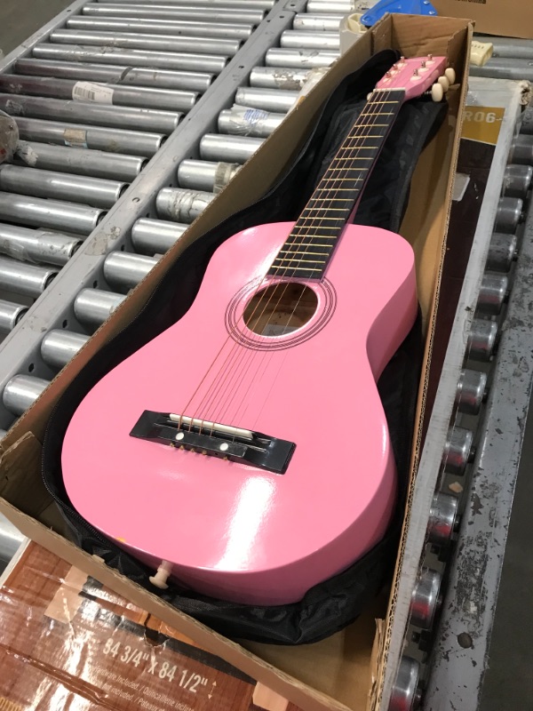 Photo 2 of *USED*
*SEE last pictures for damage* 
CNBLUE Acoustic Guitar Beginner Dreadnought Acoustic Guitar 30 inch Kids Guitar 1/2 Size Mini guitar ?Folk Small Guitar Steel Strings With Gig Bag (Pink)
