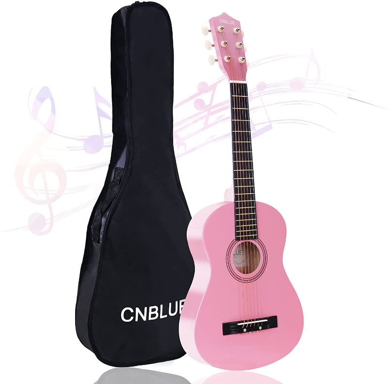 Photo 1 of *USED*
*SEE last pictures for damage* 
CNBLUE Acoustic Guitar Beginner Dreadnought Acoustic Guitar 30 inch Kids Guitar 1/2 Size Mini guitar ?Folk Small Guitar Steel Strings With Gig Bag (Pink)
