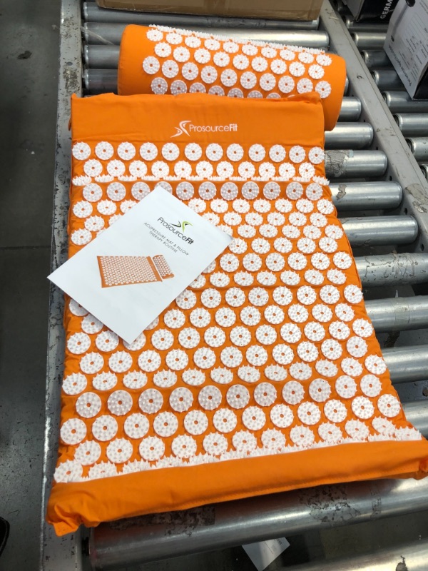 Photo 2 of ProsourceFit Acupressure Mat and Pillow Set for Back/Neck Pain Relief and Muscle Relaxation- Orange, Mat: 25" x 15 3/4",Pillow: 14 1/4"