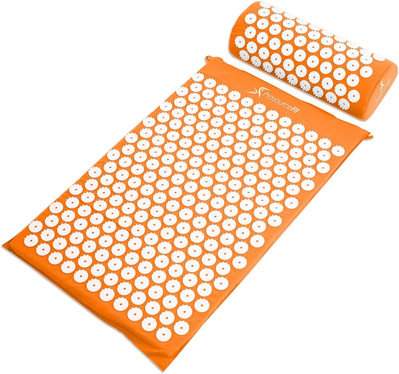 Photo 1 of ProsourceFit Acupressure Mat and Pillow Set for Back/Neck Pain Relief and Muscle Relaxation- Orange, Mat: 25" x 15 3/4",Pillow: 14 1/4"